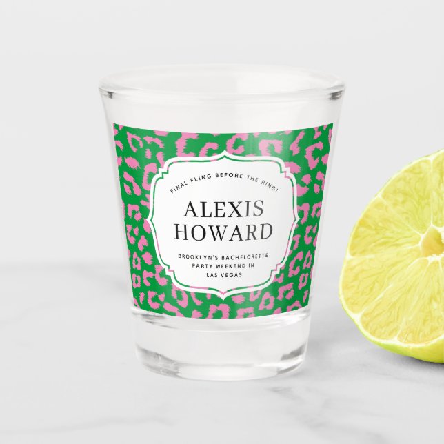 Verre A Shot Bachelorette Poster de animal rose et vert (Devant)