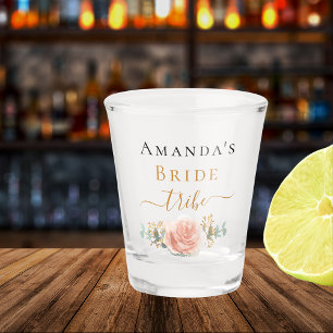 Verre A Shot Bachelorette rose d'or fleuri mariée tribu