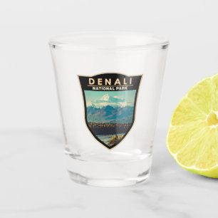 Verre A Shot Badge d'aquarelle du parc national de Denali