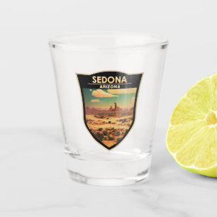 Verre A Shot Badge d'art de voyage rétro de Sedona Arizona