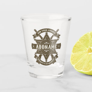 Verre A Shot Badge de Rifles Adjoint Old West Sheriff Personnal