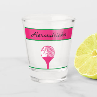 Verre A Shot Bal de golf rose de la femme sur le nom du golfeur