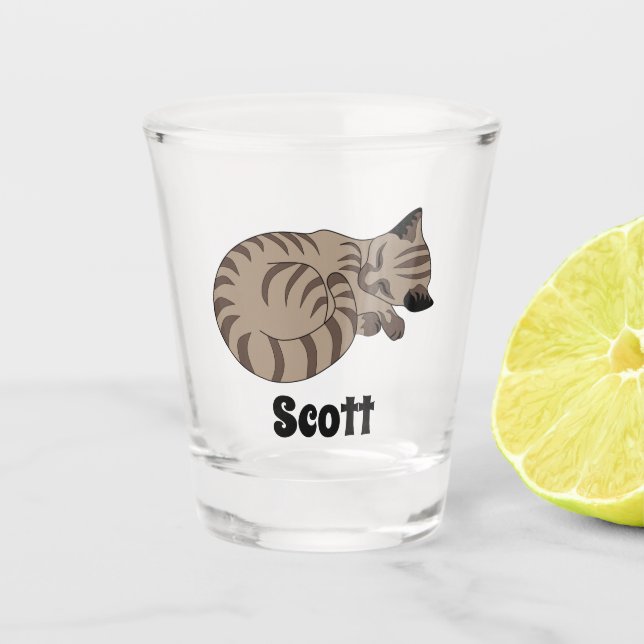 Verre A Shot Balise de nom de sommeil adorable Tan Tabby Kitten (Devant)