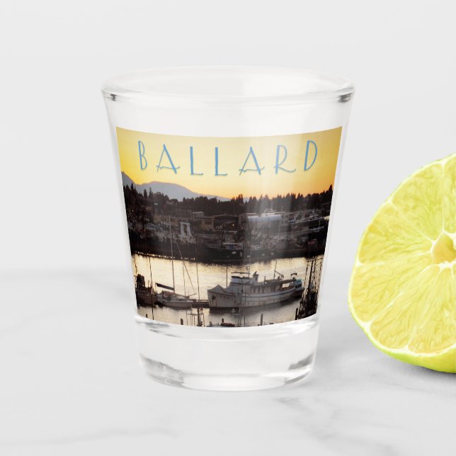 Verre A Shot Ballard Boats Sunset Scene (Devant)