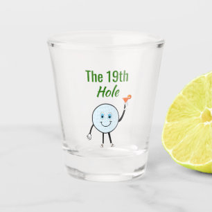 Verre A Shot Balle de golf de dessin animé tenant un cocktail d
