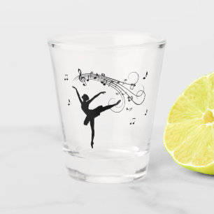Verre A Shot Ballerina Dancing with Music Notes