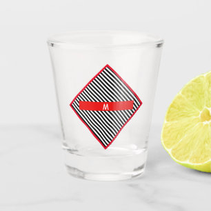 Verre A Shot Bandes diagonales noires et blanches
