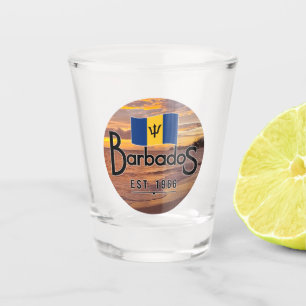 Verre A Shot "Barbados Est. Coucher de soleil de 1966 avec drap