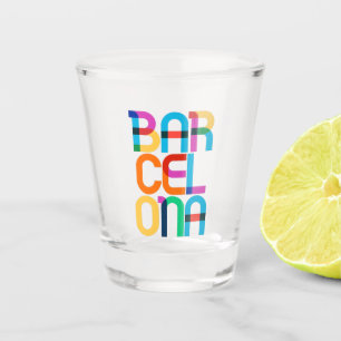 Verre A Shot Barcelone Espagne Lettres Pop Art