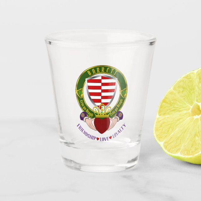 Verre A Shot Barrett Irish Shield & Claddagh (Devant)