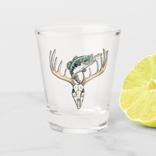 Verre A Shot Basse de pêche de chasse avec le crâne de cerfs
