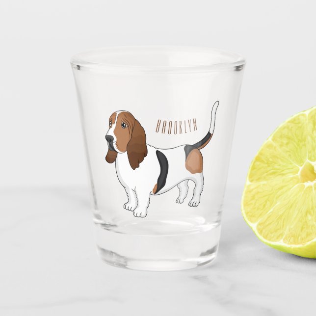 Verre A Shot Basset hound dessin de chien (Devant)