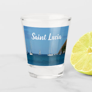 Verre A Shot Bateaux à voile dans la baie Blancs et Bleus Nauti