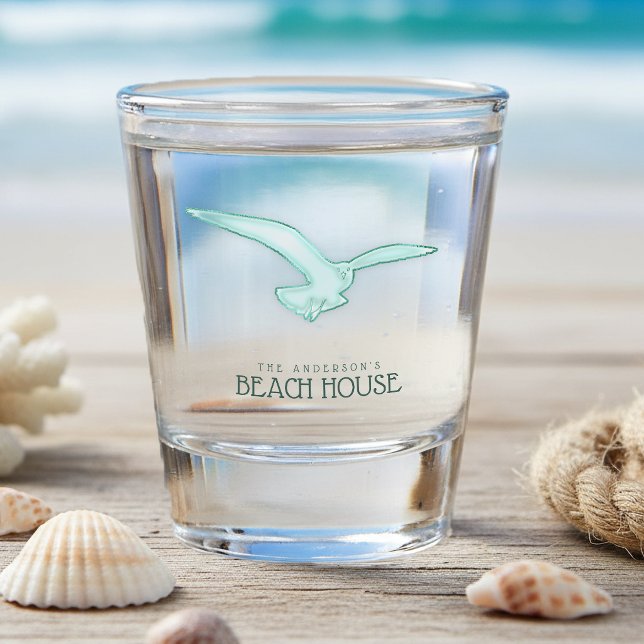 Verre A Shot Beach House Seagull Aqua Blue ID623 (Créateur téléchargé)