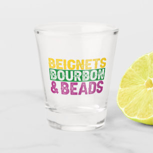 Verre A Shot Beads Beignets et Bourbon Funny Mardi Gras Cadeau