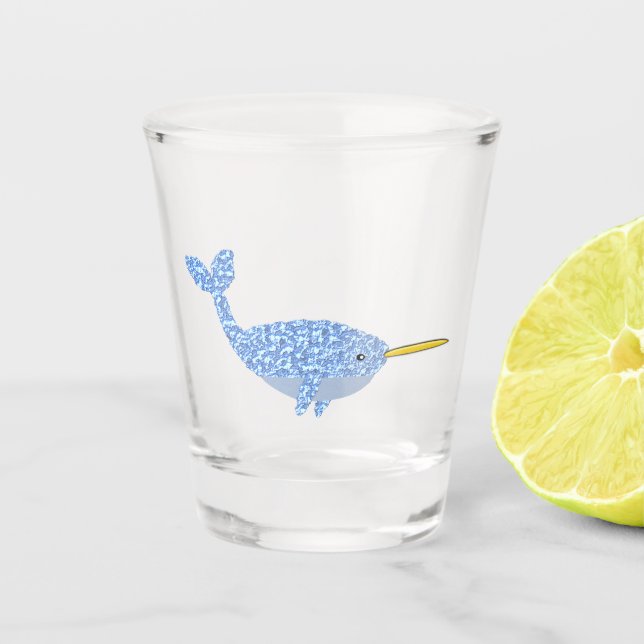 Verre A Shot Bébé bleu mignon garçon Narwhal (Devant)