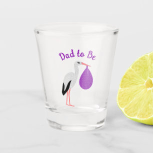 Verre A Shot Bébé Cigogne Personnalisé de genre neutre Violet
