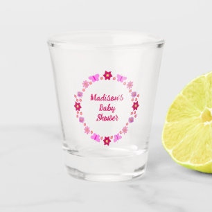 Verre A Shot Bébé rose Baby shower papillons et fleurs