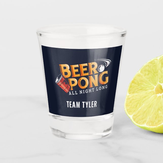 Verre A Shot Beer Pong Toute La Nuit Long Personnalisé Nom De L (Devant)