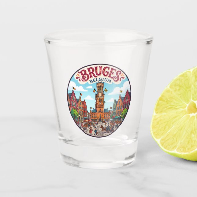 Verre A Shot Beffroi de Bruges Belgique (Devant)