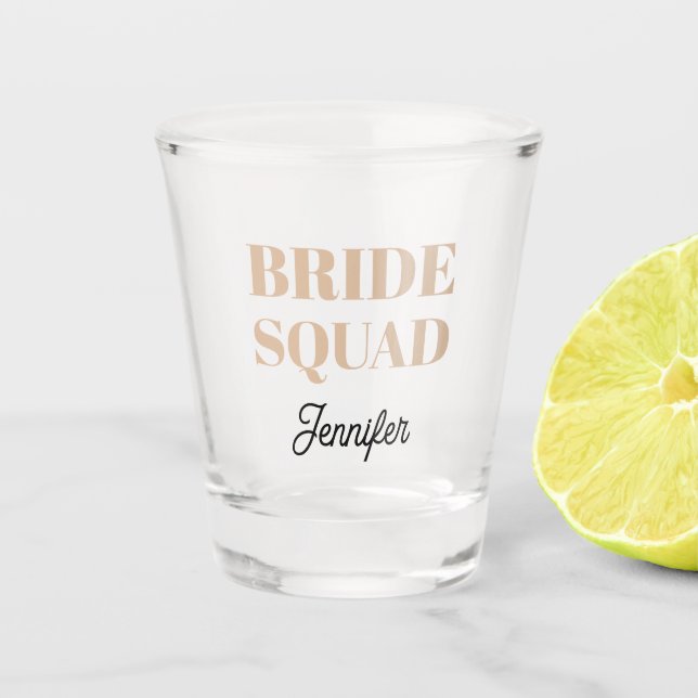 Verre A Shot Beige Wedding Bride Squad Personalized (Devant)