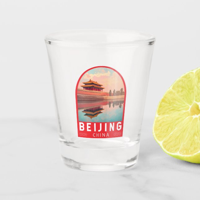 Verre A Shot Beijing China Travel Art Emblem (Devant)
