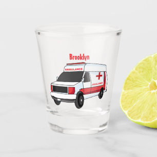 Verre A Shot Belle ambulance rouge caricature van