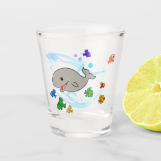 Verre A Shot Belle baleine à dessin souriante