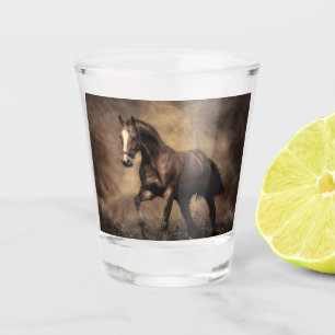 Verre A Shot Belle housse de coussin de cheval brun