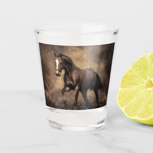 Verre A Shot Belle housse de coussin de cheval brun (Devant)