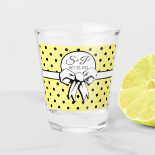 Verre A Shot Beurre Jaune Pois Blanc Bow Personnalisé