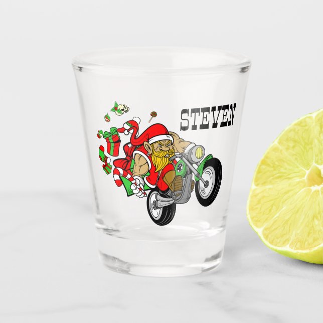 Verre A Shot Biker personnalisé Père Noël (Devant)