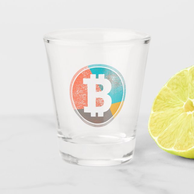 Verre A Shot Bitcoin Pastel Pop Art Halftone Logo (Devant)