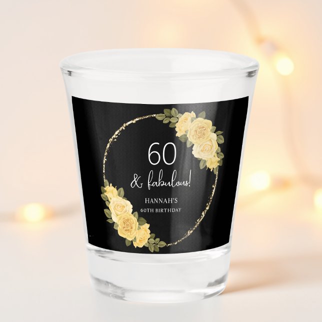Verre A Shot Black | Floral or et jaune 60e anniversaire (Créateur téléchargé)