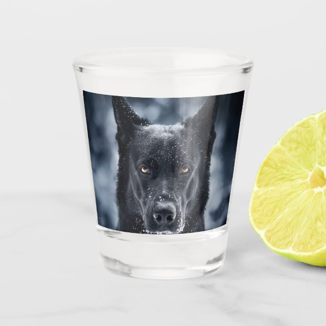 Verre A Shot Black German Shepherd (Devant)