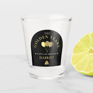 Verre A Shot Black & Gold Golden Years 65e fête d'anniversaire