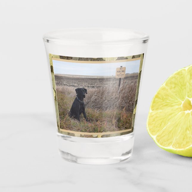 Verre A Shot Black Lab Chasse Chien Avec Camo Trim (Devant)