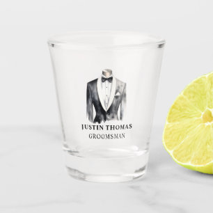 Verre A Shot Black Tuxedo Mariage Party Groomsman cadeau