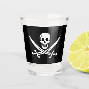Verre A Shot Blanc, Drapeau Pirate Calico Jack, Crâne & Cutlass