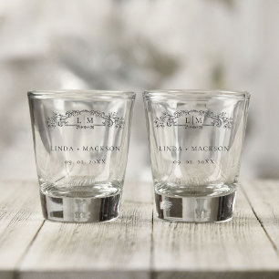 Verre A Shot Blason botanique élégant et chic monogramme de mar