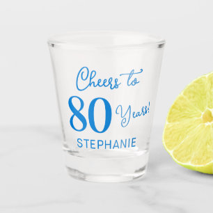 Verre A Shot Bleu Élégant Félicitations pour 80 Ans 80e Anniver