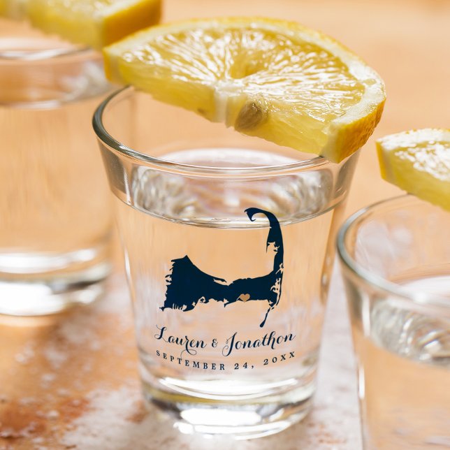 Verre A Shot Bleu marine Dennis Cape Cod Carte Or Cœur Mariage (Créateur téléchargé)