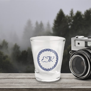 Verre A Shot Blue Art Nouveau Monogram