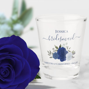 Verre A Shot Blue Boho Roses Élégant Bridesmaid Mariage