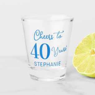 Verre A Shot Blue Cheers pour 40 Ans Fête d'anniversaire 40e