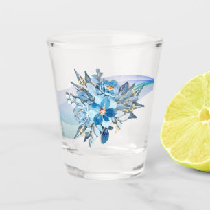 Verre A Shot Blue Floral Shotglass Wedding Favoriser