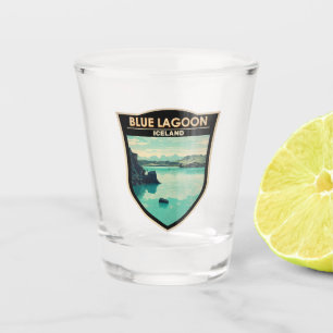 Verre A Shot Blue Lagoon Islande Travel Art Vintage