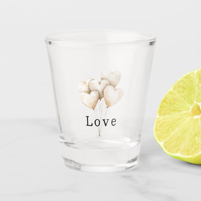 Verre A Shot Blush Cream Hearts Balloons Love (Devant)