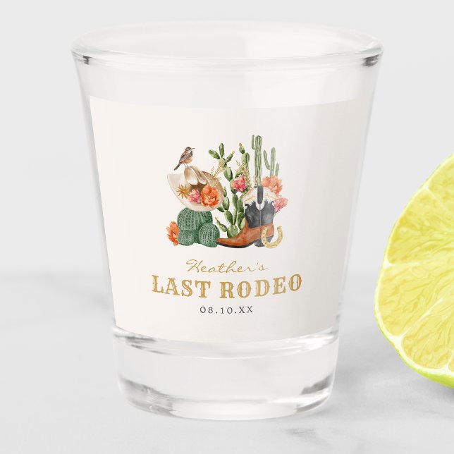 Verre A Shot Bohème occidentale (Western Boho Last Rodeo Bridal Shower Shot Glass by Painted Paperie
)