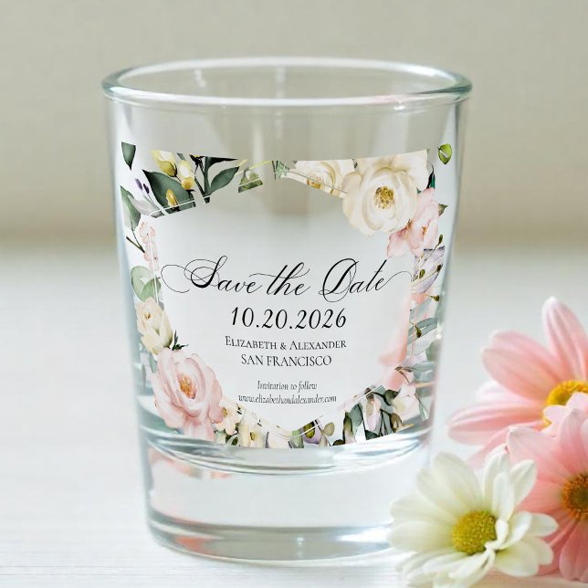 Verre A Shot Boho Mariage de cadre fleuri (Créateur téléchargé)